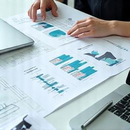 Grafici e dati su un tavolo di lavoro
